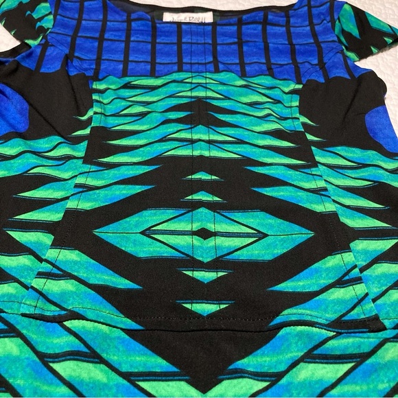 Joseph Ribkoff Midi Knit Dress in Bold Graphic Pattern | Cap Sleeves - Picture 15 of 16